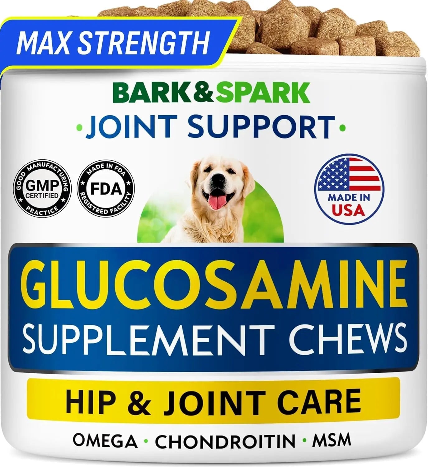 BARK&SPARK Liquid or Chews Glucosamine Joint Supplement for Dogs Mobility