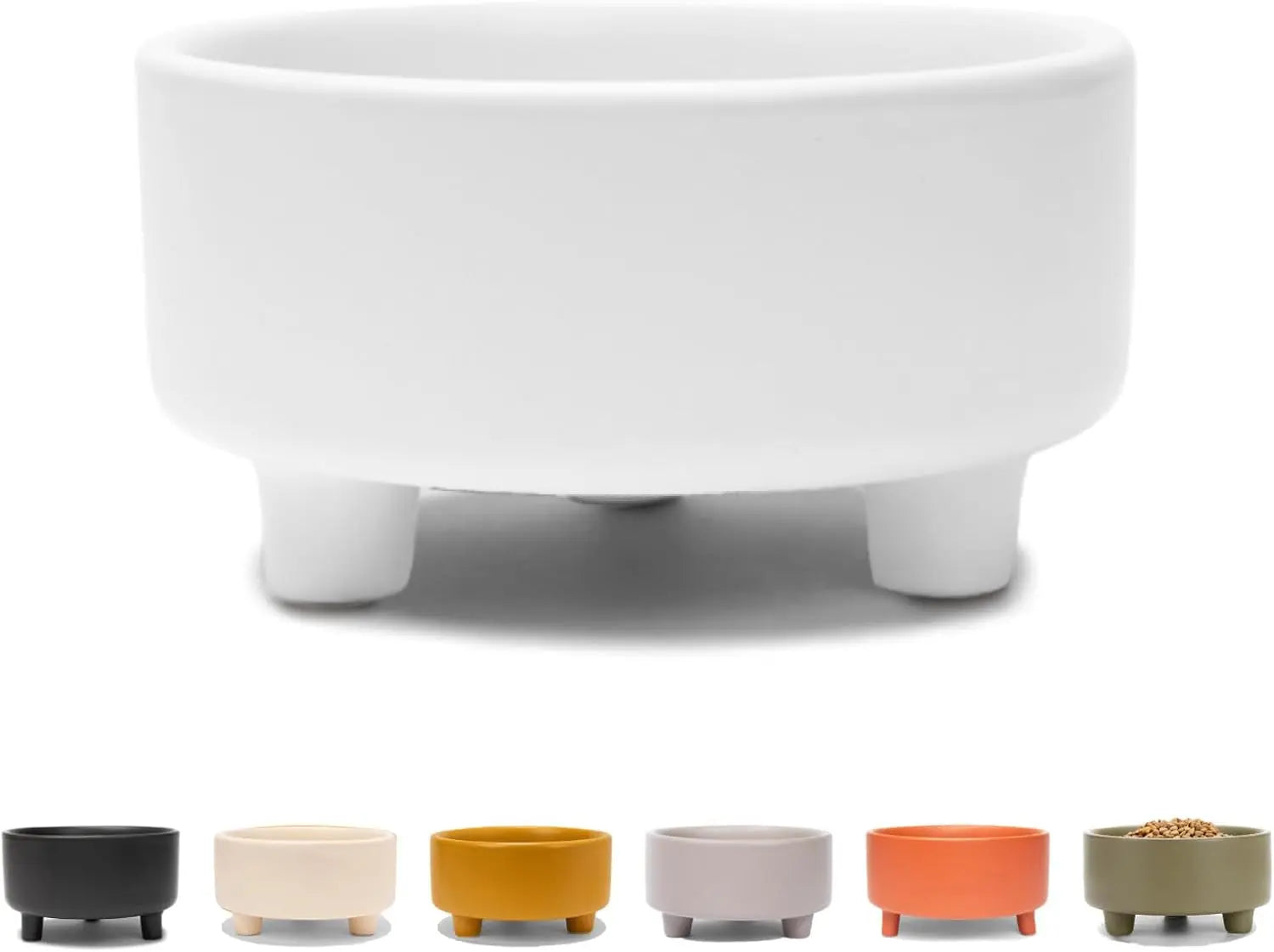 Ceramic Cat & Dog Pet Bowl, Elevated Stoneware Feeder, Dishwasher Safe