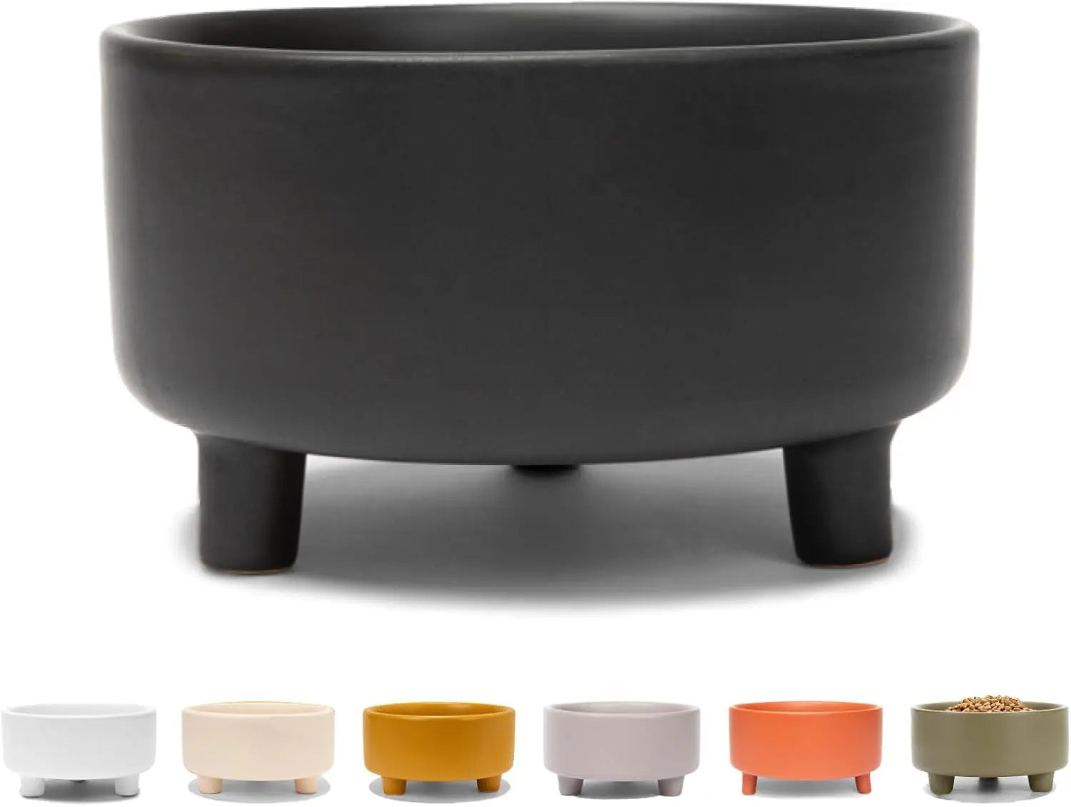 Ceramic Cat & Dog Pet Bowl, Elevated Stoneware Feeder, Dishwasher Safe