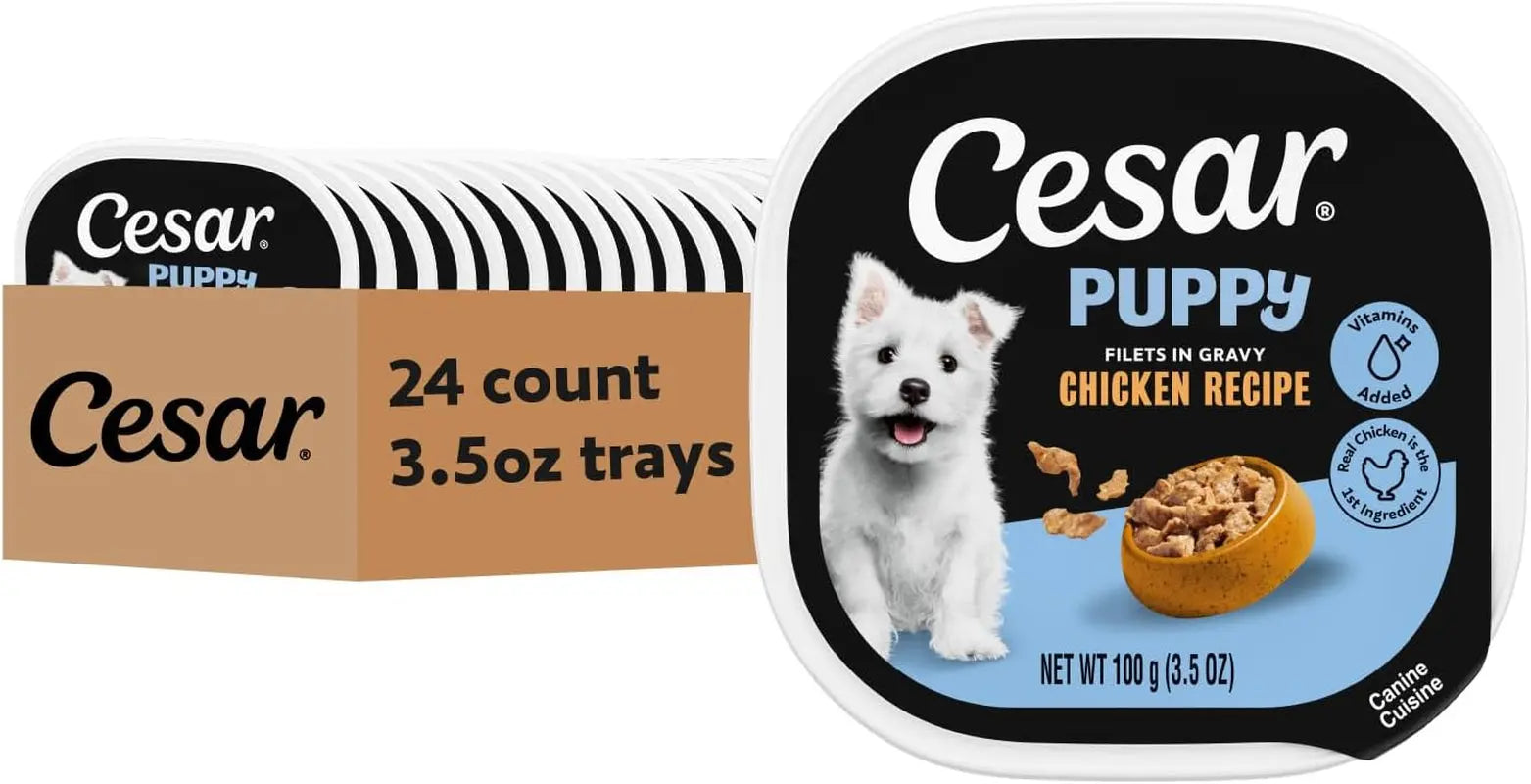 Cesar Puppy Classic Wet Dog Food Chicken & Beef or Variety Pack 3.5oz 24ct