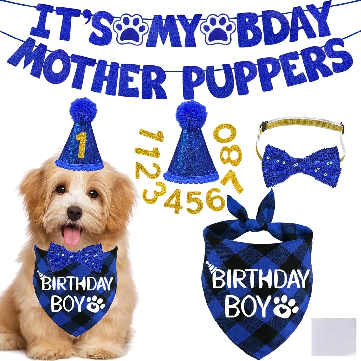 Dog Birthday Decorations Set Hat Bandana Bow Tie Banner Multi Size