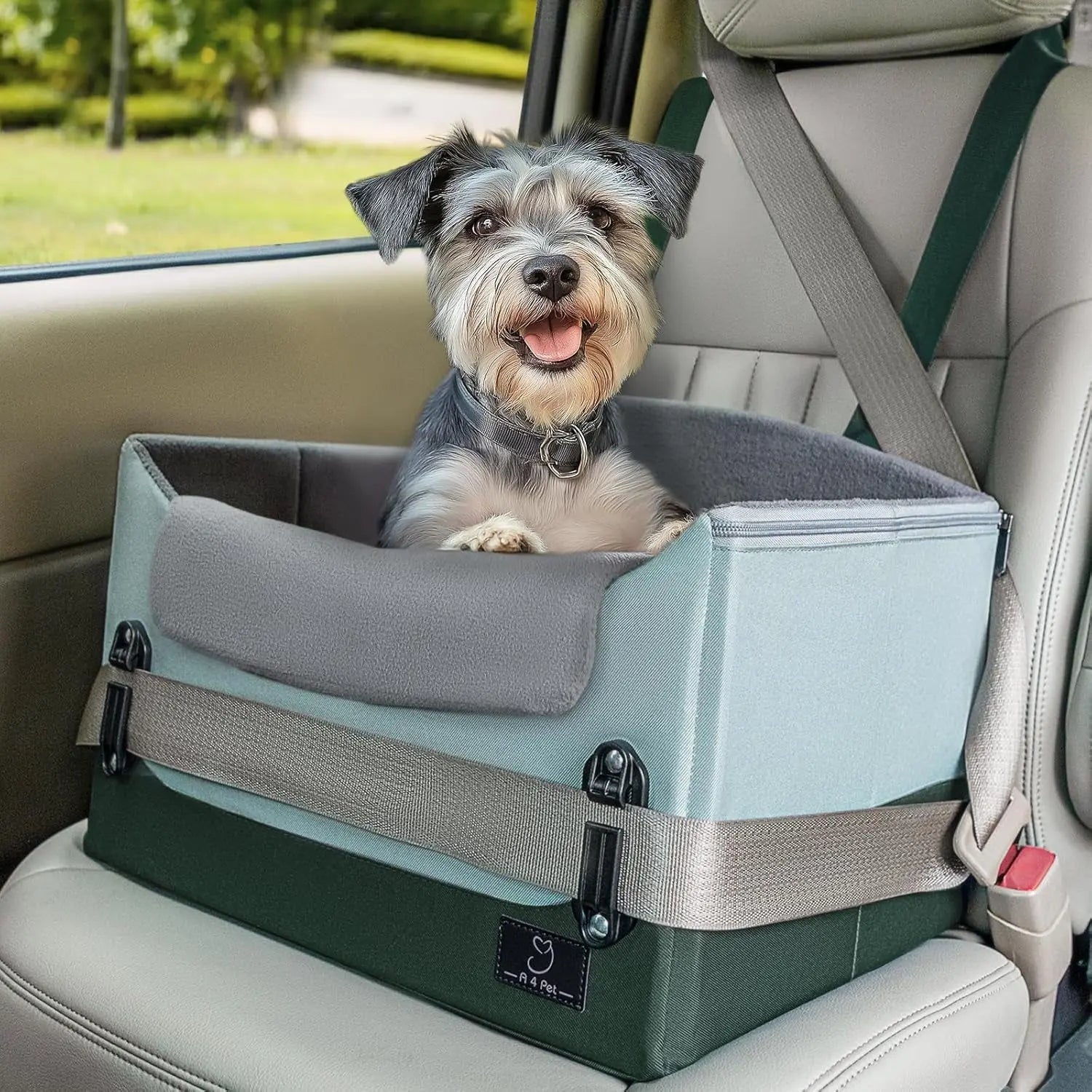 Dog Car Seat Booster for Small Dogs Under 25lbs, Travel Safety Seat with Leash