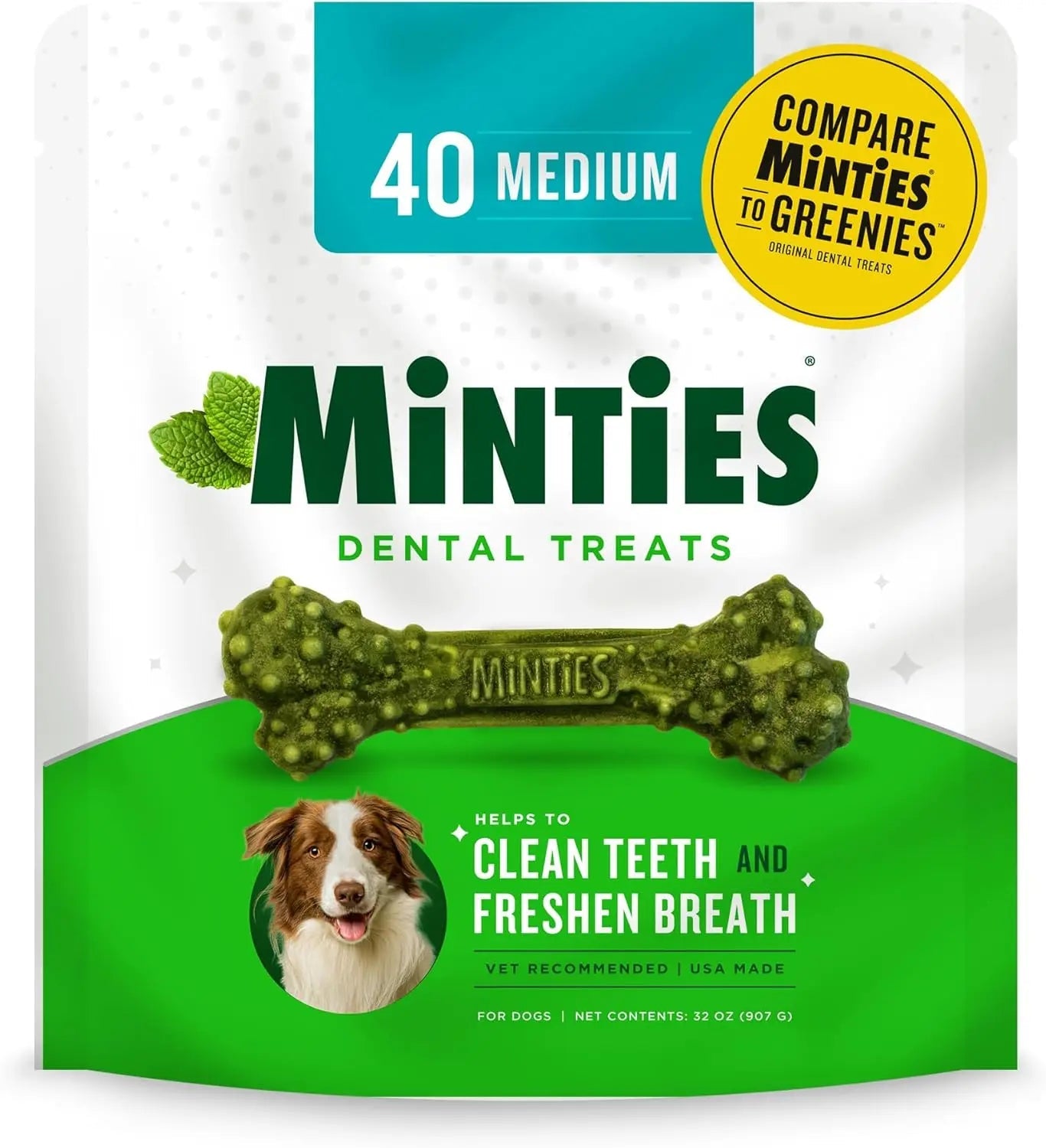 Minties Dental Dog Treats – Vet-Recommended Mint Bones for Clean Teeth