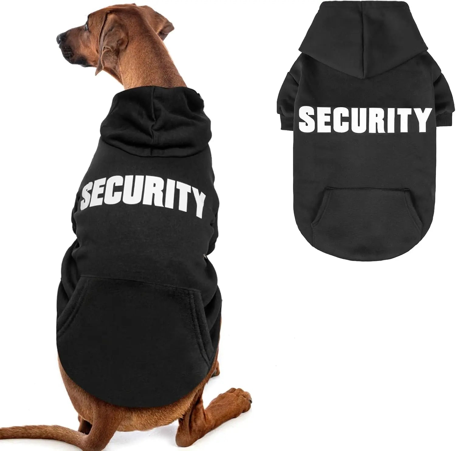 Dog Hoodie Security Fleece Sweatshirt w/ Leash Hole Warm Pet Costume for Small Dogs