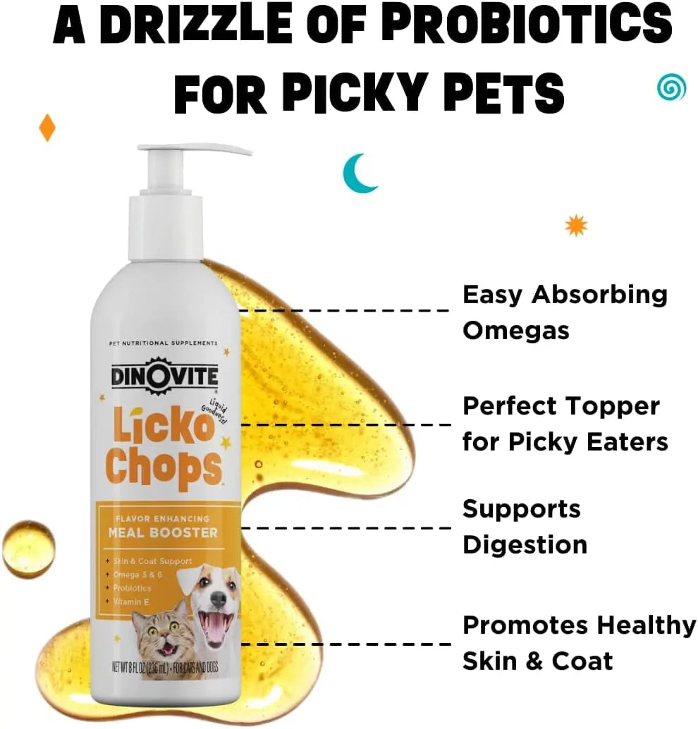 Dog & Cat Omega 3 6 Supplement Probiotics Vitamin E Skin Coat 16oz Pump