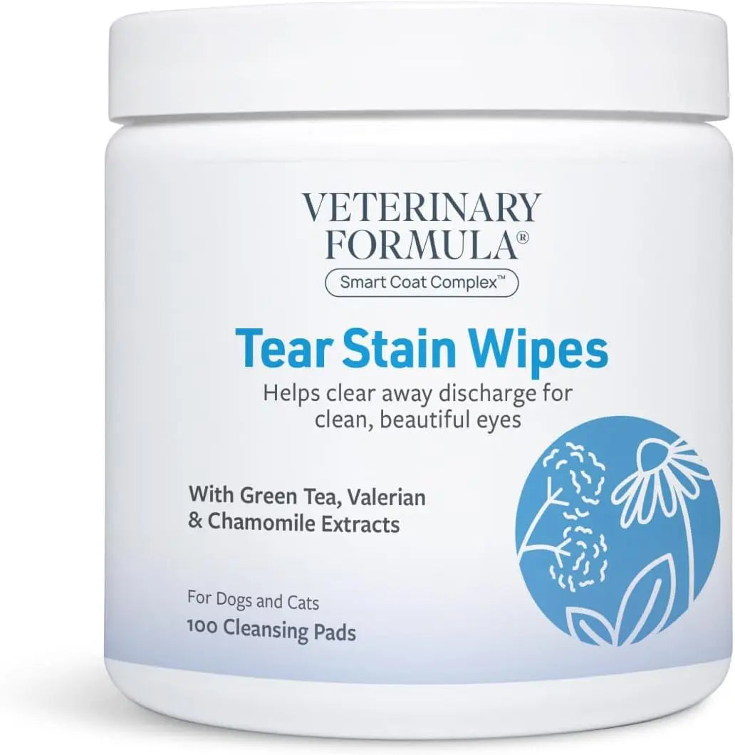 Dog & Cat Tear Stain Eye Wipes Fragrance Free Facial Cleaning 100 Ct