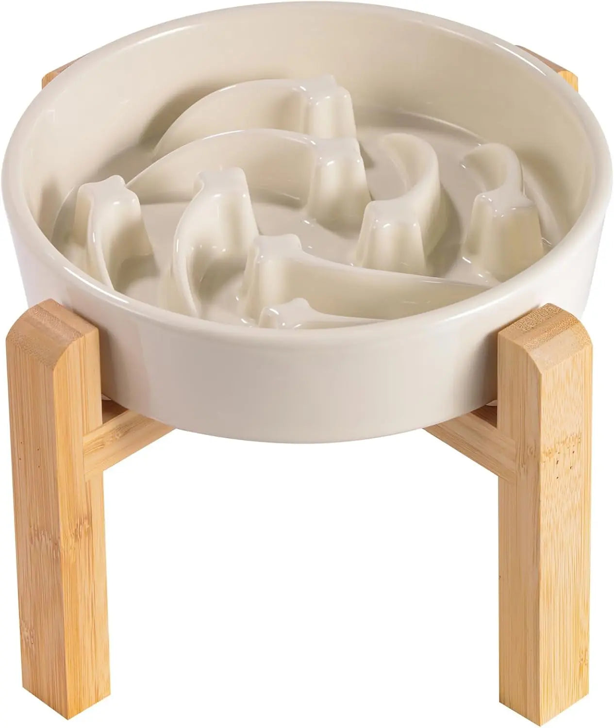 Elevated Ceramic Slow Feeder Dog Bowl 8.6in Heavy Weighted (various colors)