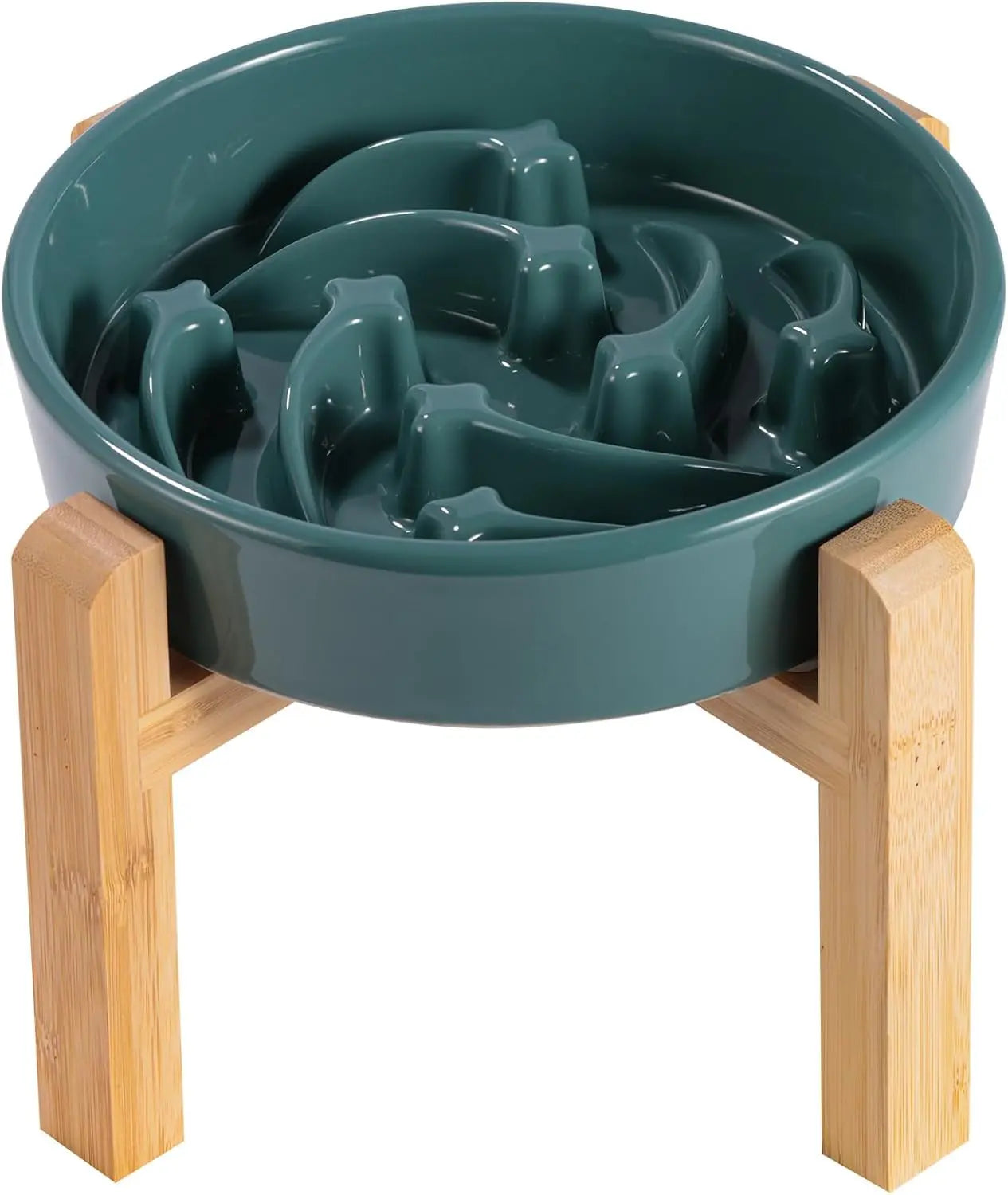 Elevated Ceramic Slow Feeder Dog Bowl 8.6in Heavy Weighted (various colors)