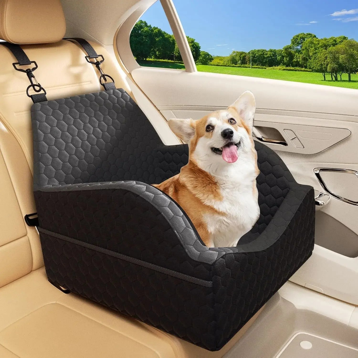 Elevated Dog Car Seat Booster for Safe & Comfortable Travel