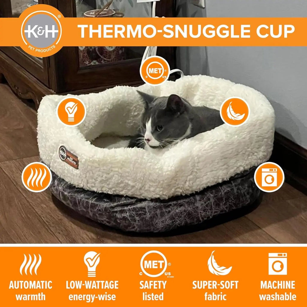 Heated Cat Bed - Soft and Cozy Snuggle Cup for Ultimate Cat Comfort