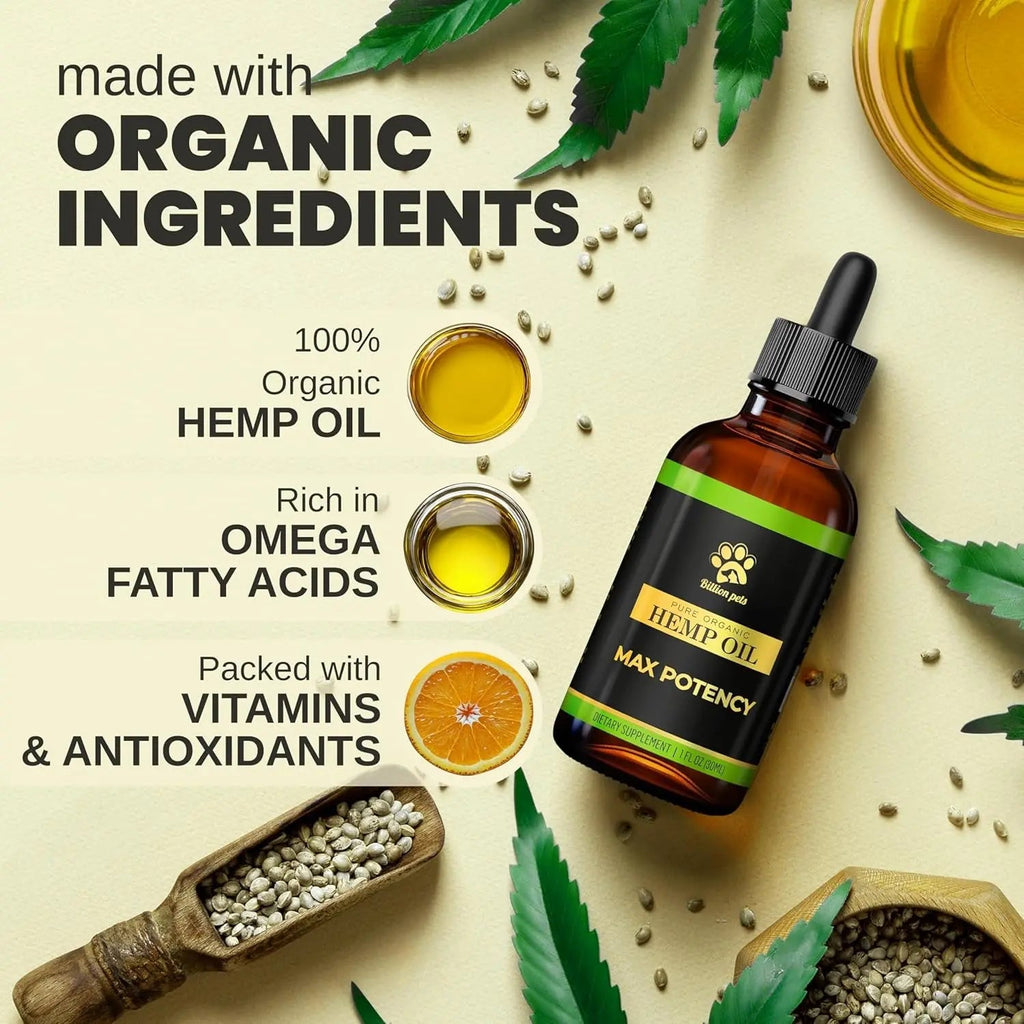 Hemp Oil Calming Drops for Dogs & Cats – Anxiety, Pain & Joint Support