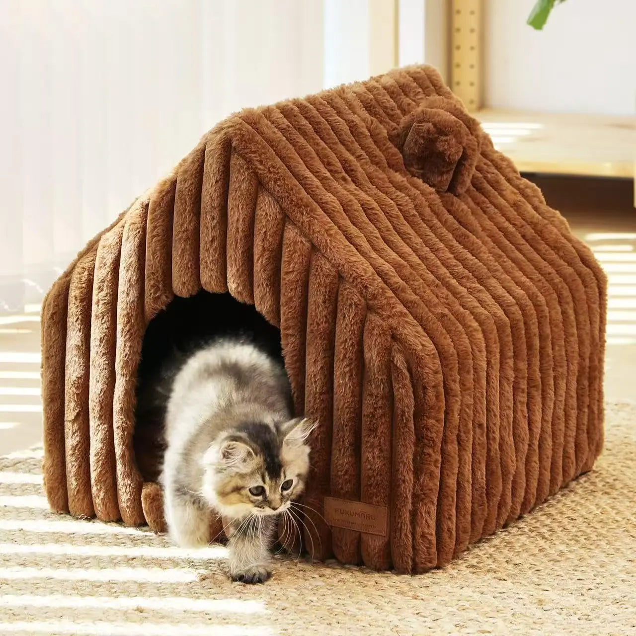 Indoor Cat & Small Dog House, Washable Cozy Cave Bed with Removable Pillow