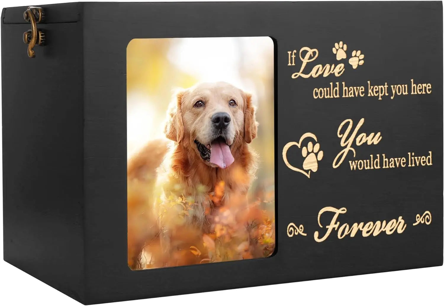 Large Wooden Pet Memorial Urn with Photo Frame Keepsake Box for Dog or Cat
