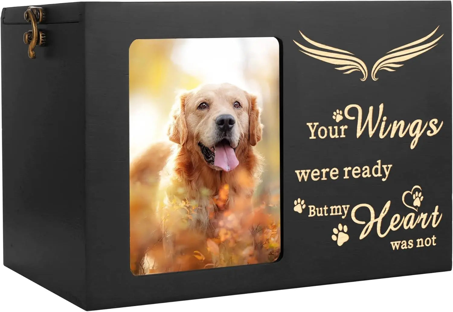 Large Wooden Pet Memorial Urn with Photo Frame Keepsake Box for Dog or Cat