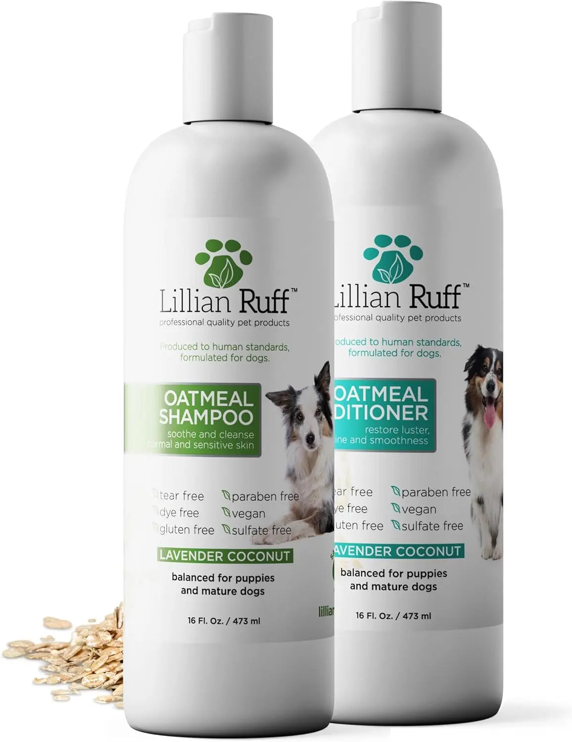 Soothing Hypoallergenic Dog Shampoo and Conditioner Set with Oatmeal - Lillian Ruff HypoCare+