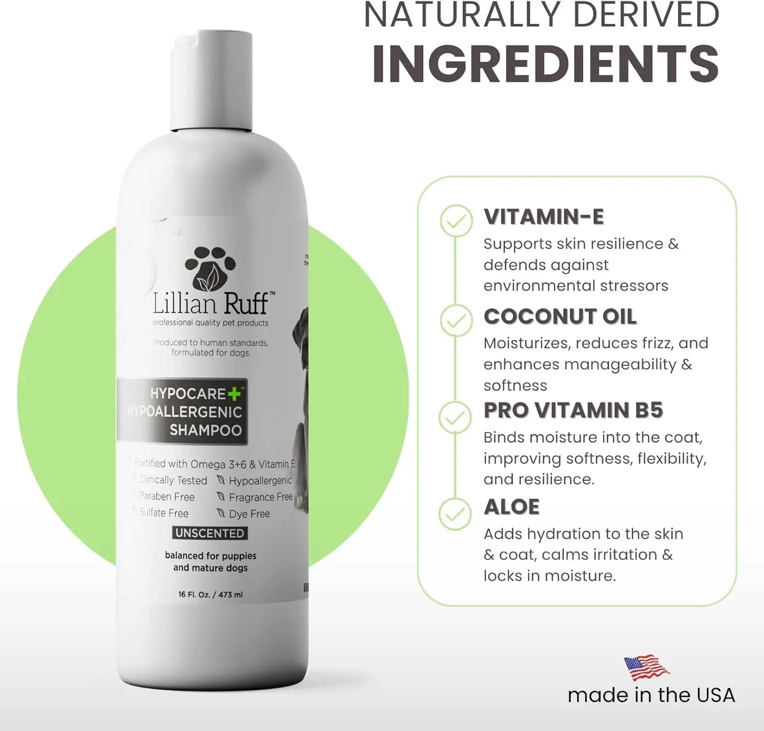 Soothing Hypoallergenic Dog Shampoo and Conditioner Set with Oatmeal - Lillian Ruff HypoCare+