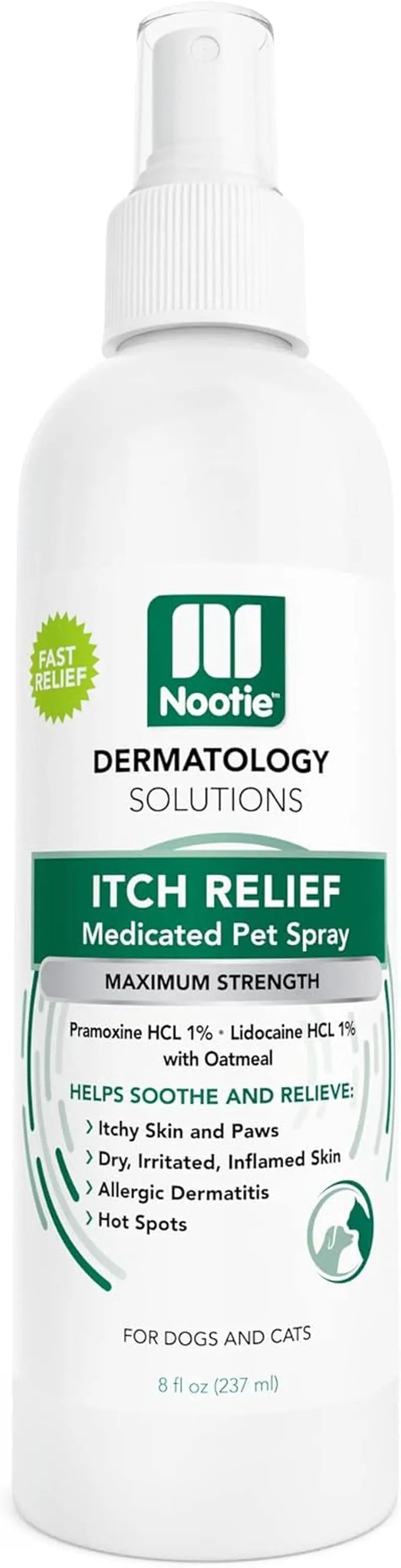 Nootie Medicated Anti-Itch Spray Dogs Cats 1% Pramoxine 1% Lidocaine 8oz