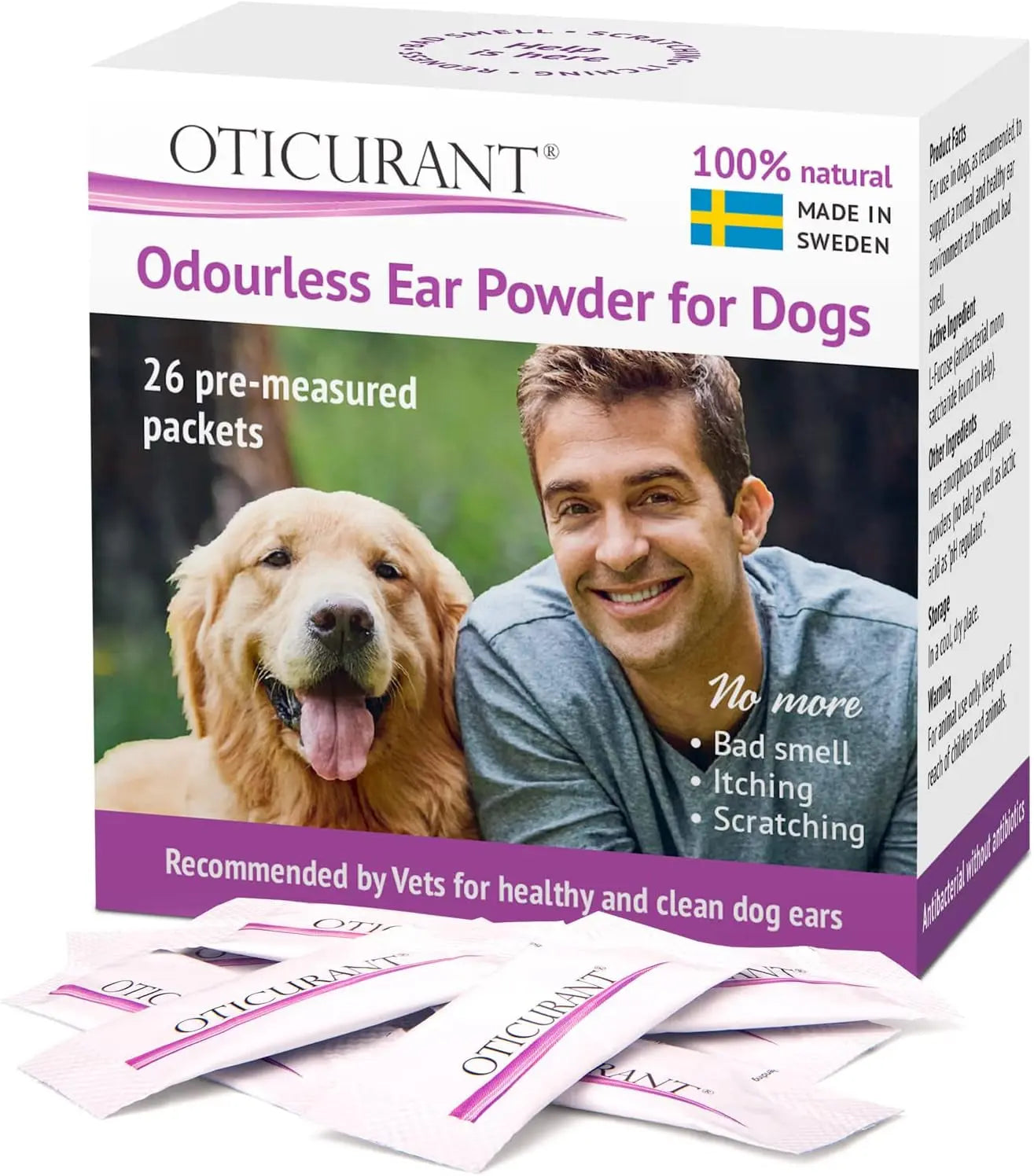 Oticurant Pet Ear Powder for Dogs – Natural Relief for Itching, Odor & Wax