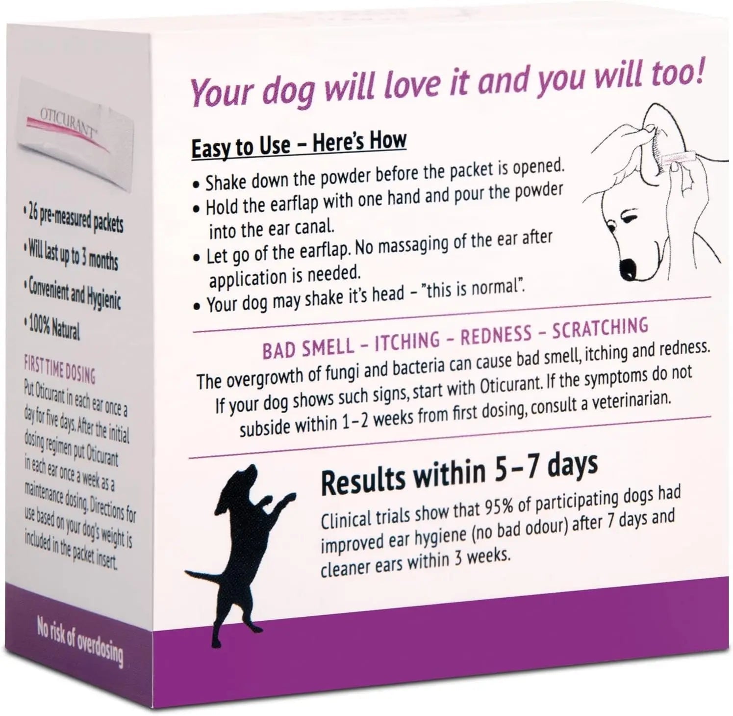 Oticurant Pet Ear Powder for Dogs – Natural Relief for Itching, Odor & Wax