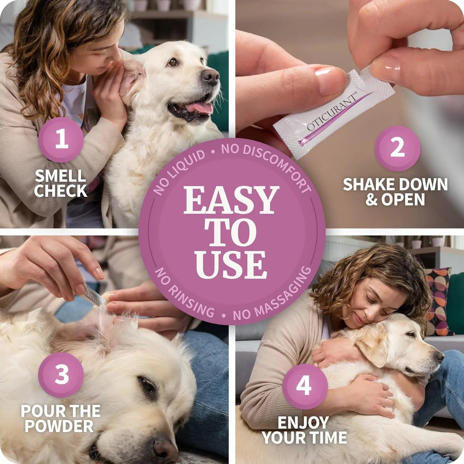 Oticurant Pet Ear Powder for Dogs – Natural Relief for Itching, Odor & Wax