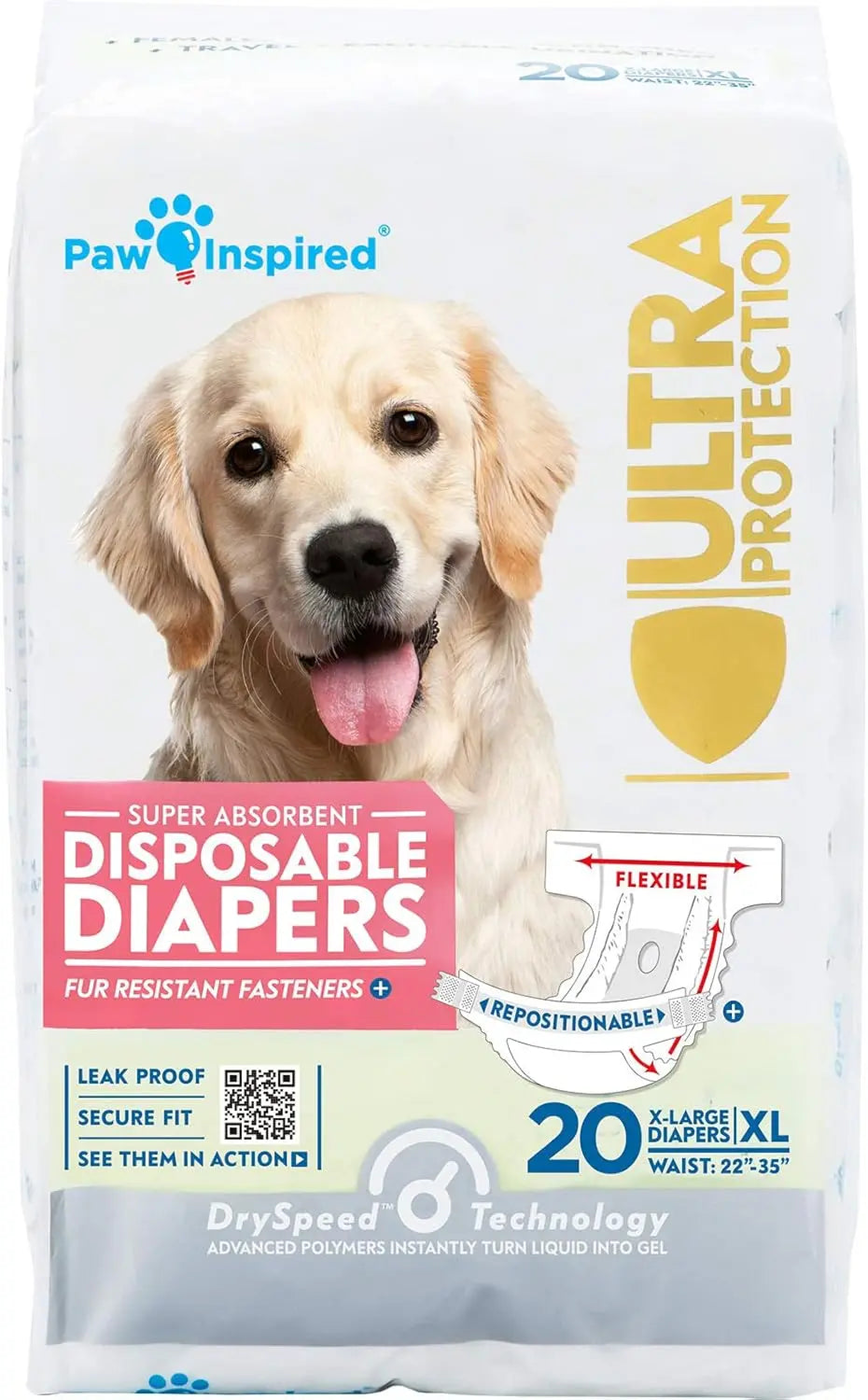 Paw Inspired Disposable Dog Diapers – Leakproof Protection for Dogs