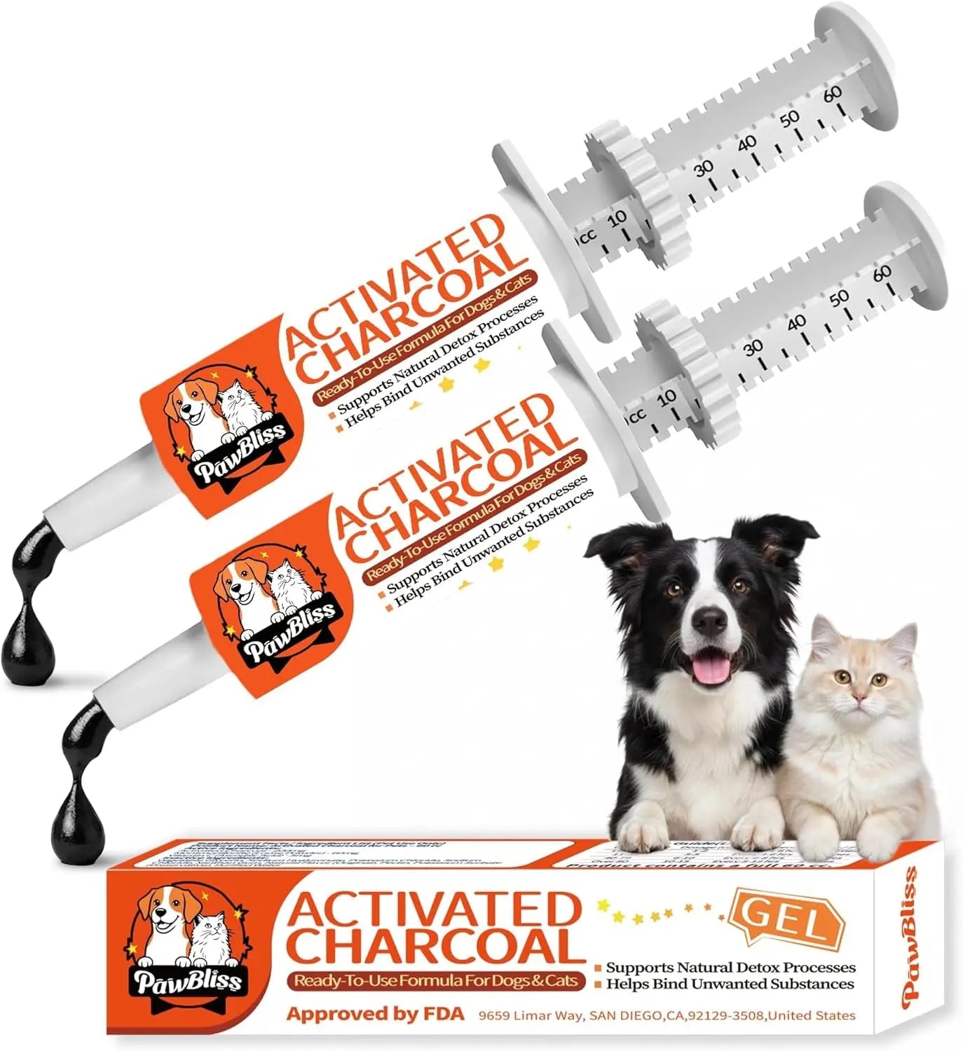 Pet Activated Charcoal Gel Dogs Cats Small Animals Digestive Support 60ml