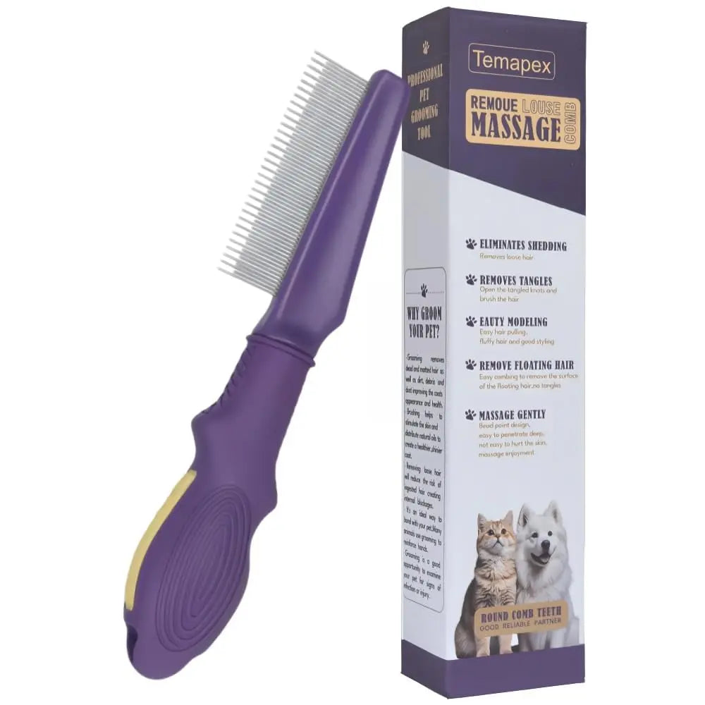 Pet Flea Comb Stainless Steel Teeth Detangling Grooming Tool Dogs Cats