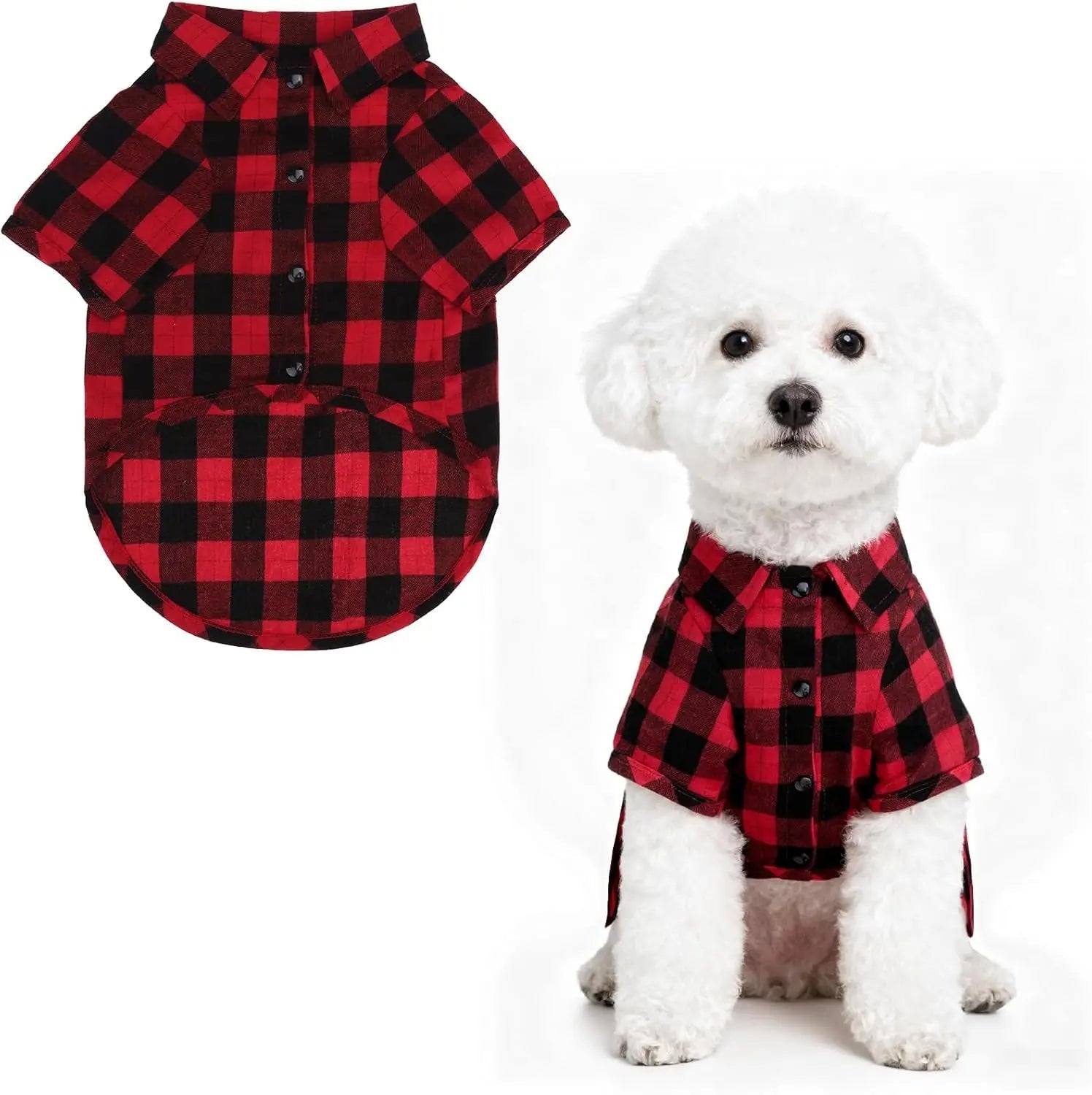 Plaid Dog Polo Shirt Soft Pet Outfit for Small & Medium Dogs and Cats