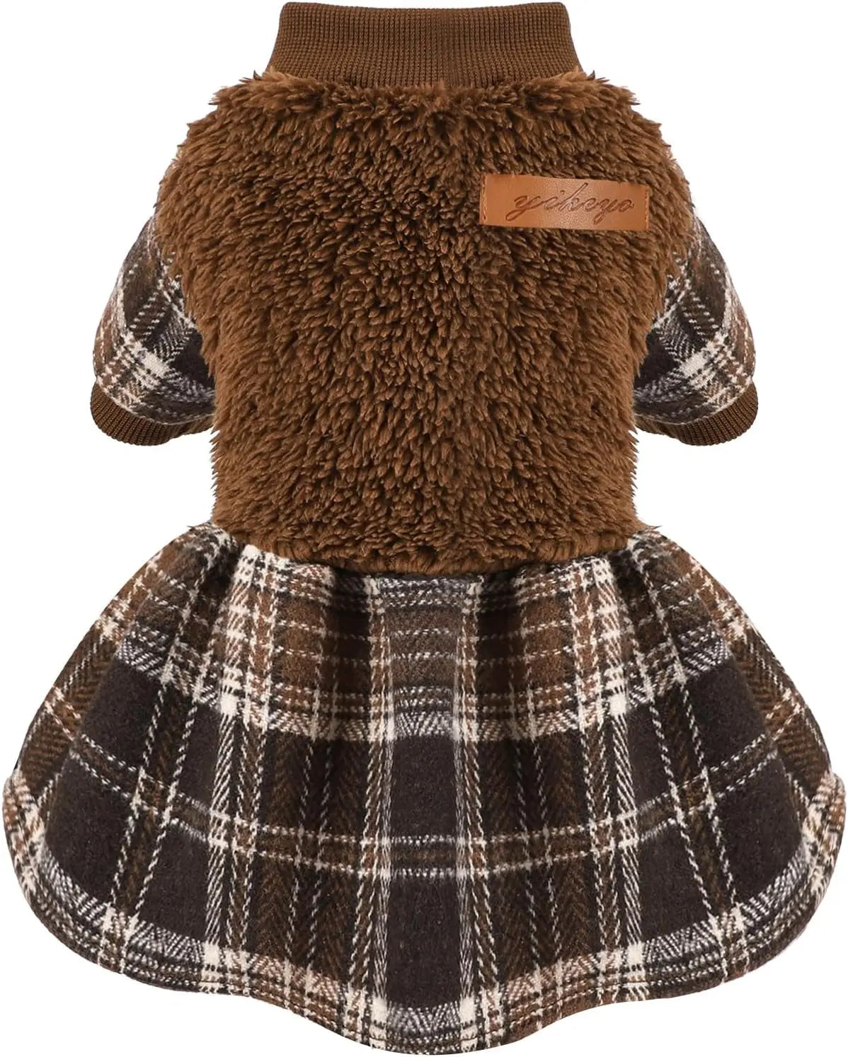 Plaid Dog Sweater Dress for Small Dogs – Warm Winter Outfit for Girl & Boy Puppies