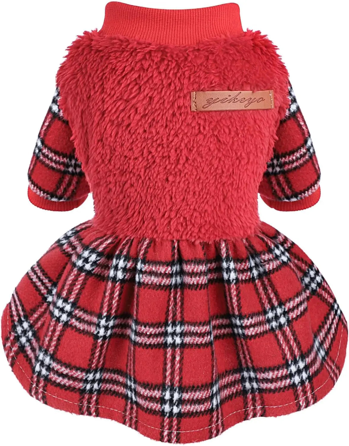 Plaid Dog Sweater Dress for Small Dogs – Warm Winter Outfit for Girl & Boy Puppies