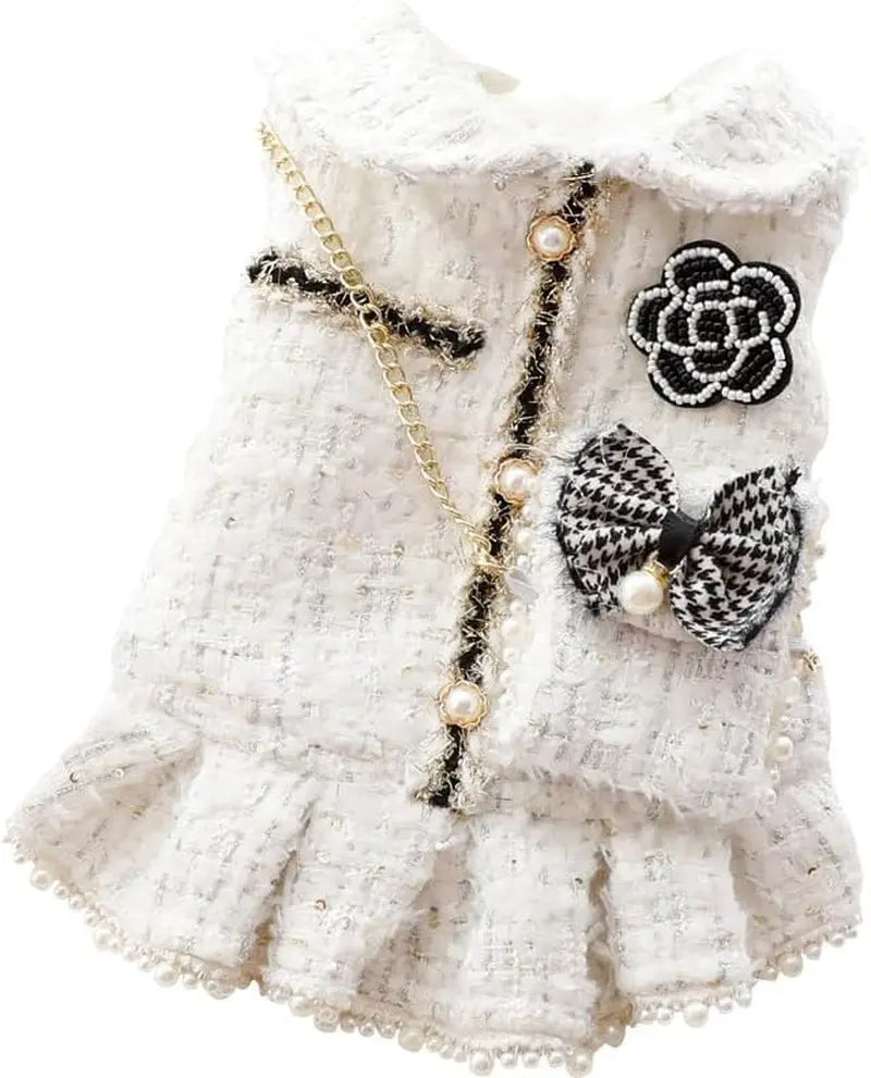 Princess Dog Dress | Lolita Tweed Coat Outfit for Small Dogs & Puppies