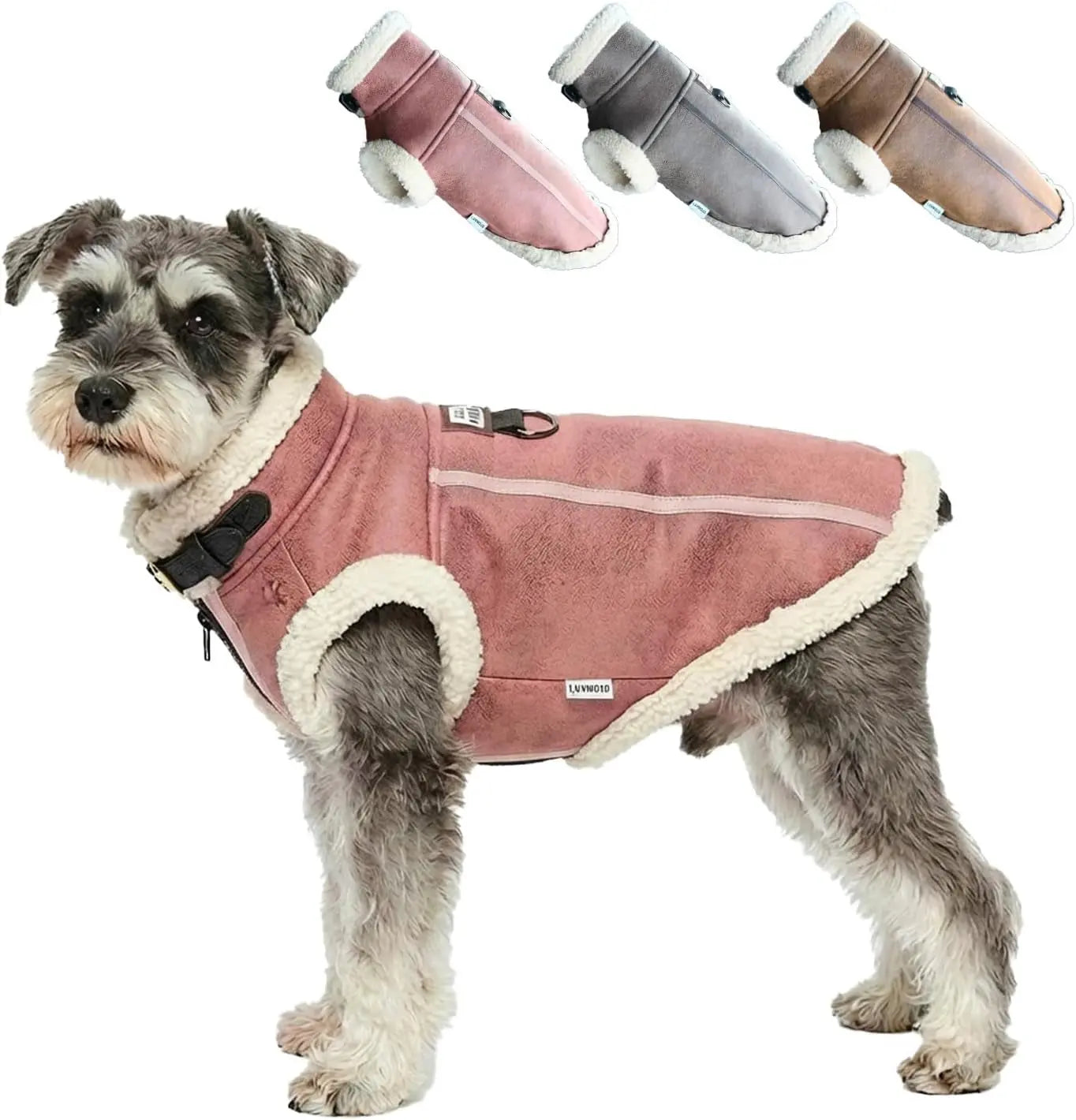 Retro Aviator Dog Jacket Faux Leather Sherpa Coat XS-3XL Winter