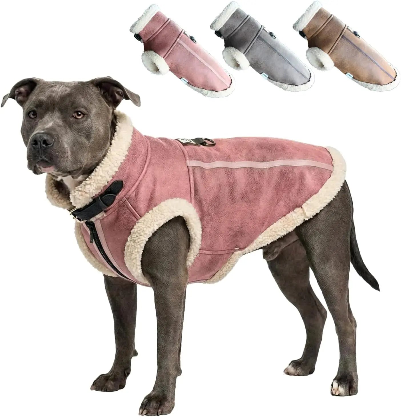 Retro Aviator Dog Jacket Faux Leather Sherpa Coat XS-3XL Winter