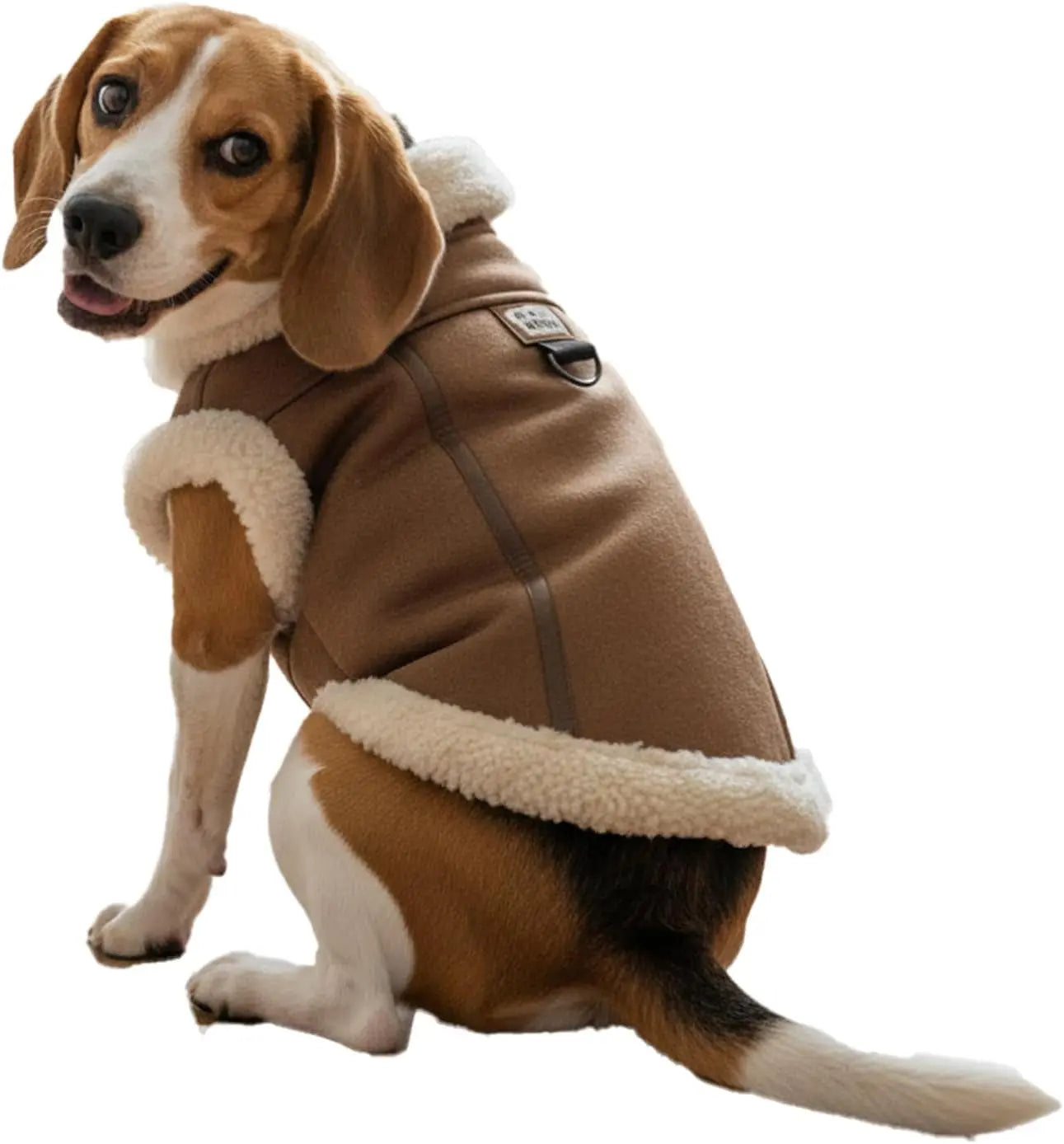 Retro Aviator Dog Jacket Faux Leather Sherpa Coat XS-3XL Winter