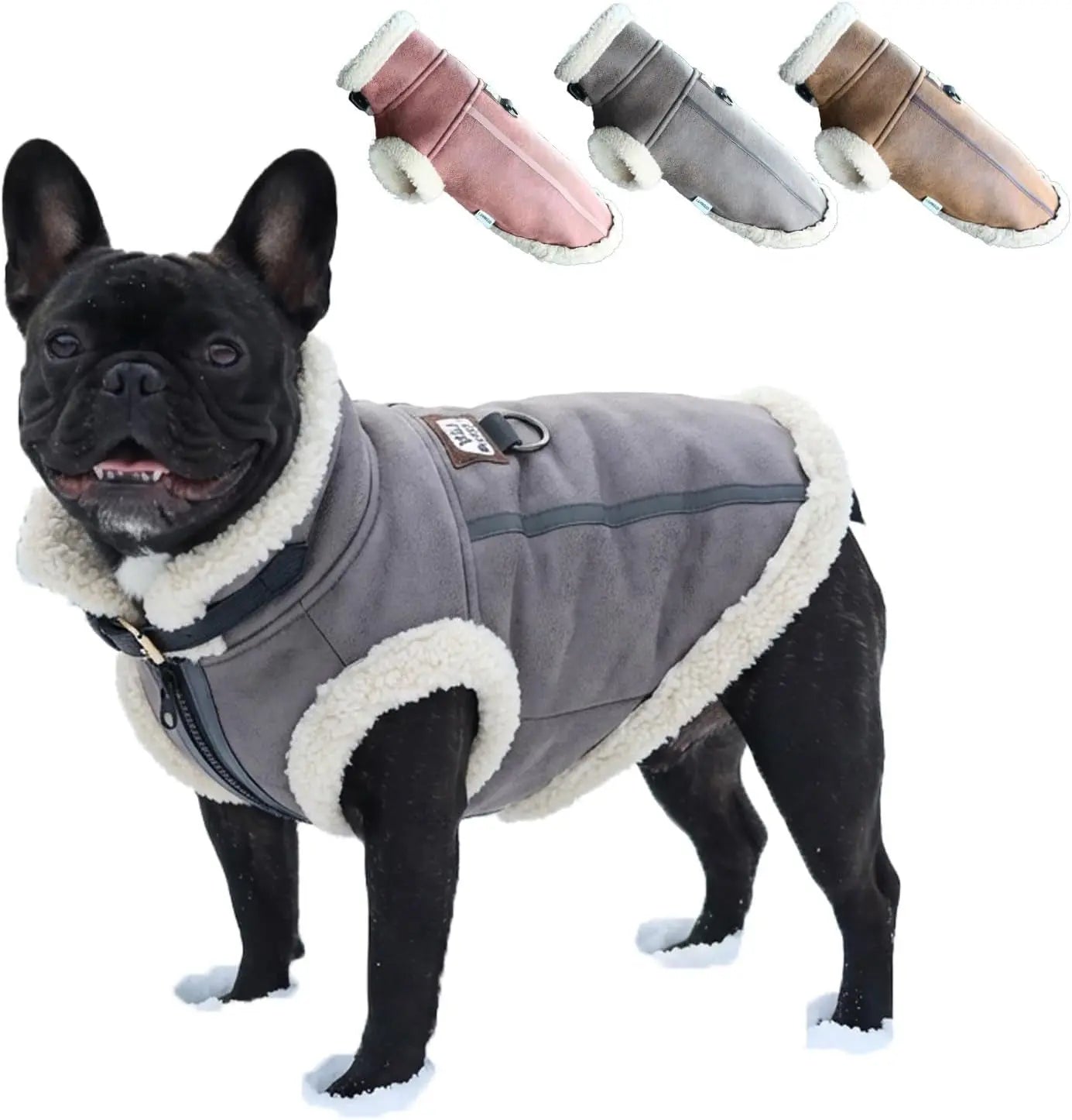 Retro Aviator Dog Jacket Faux Leather Sherpa Coat XS-3XL Winter