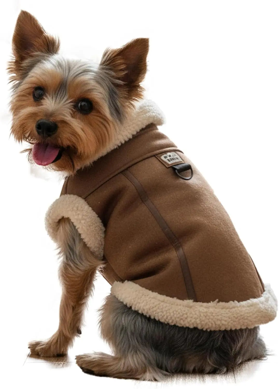 Retro Aviator Dog Jacket Faux Leather Sherpa Coat XS-3XL Winter