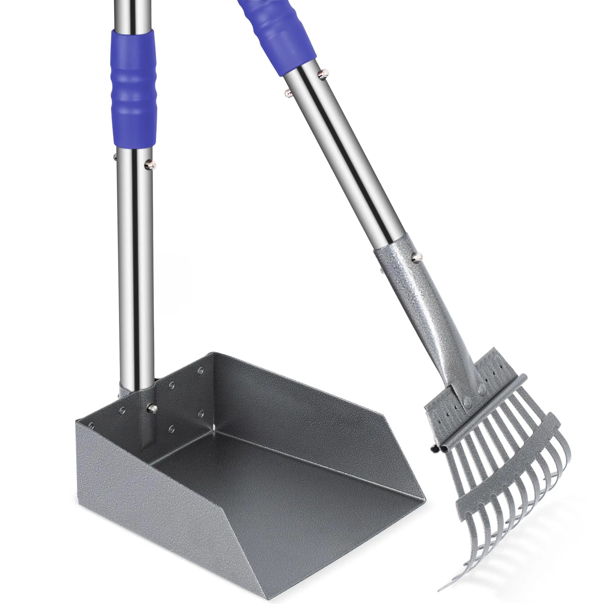 Dog Pooper Scooper and Rake Set with Stainless Handles