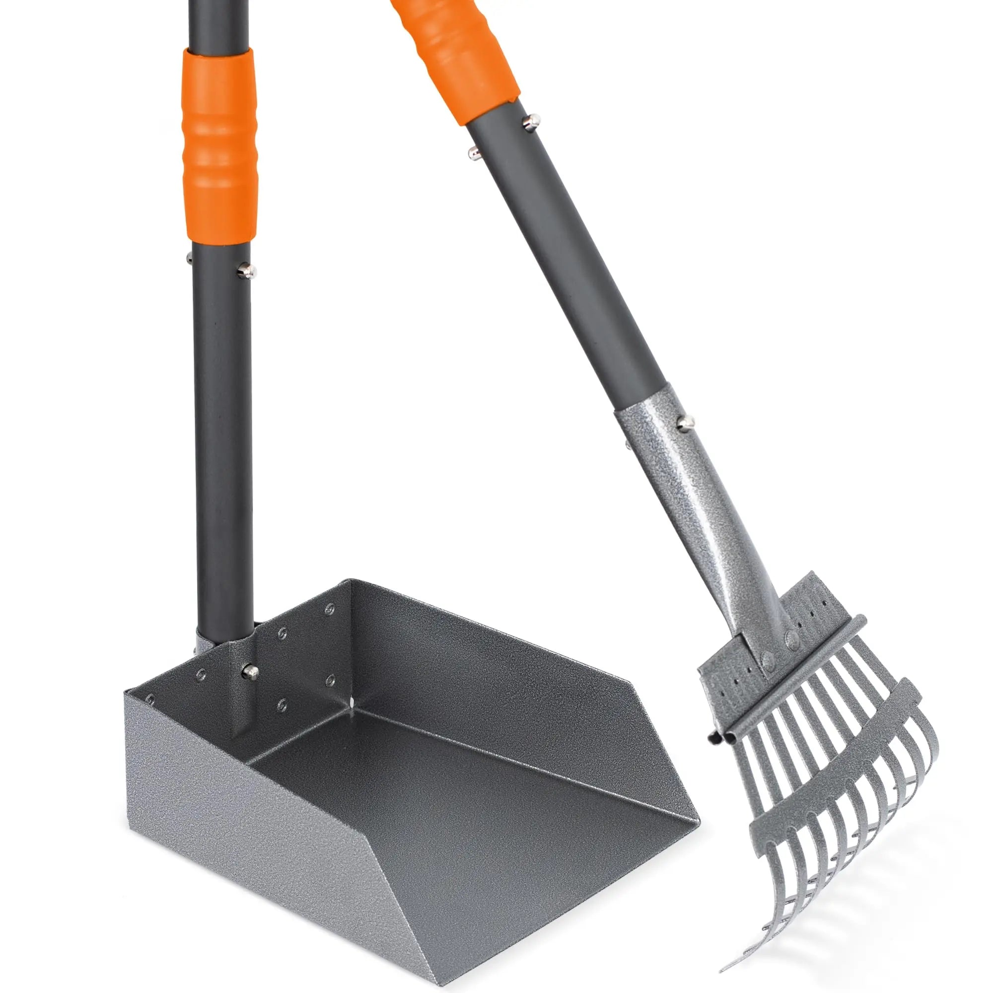 Dog Pooper Scooper and Rake Set with Stainless Handles
