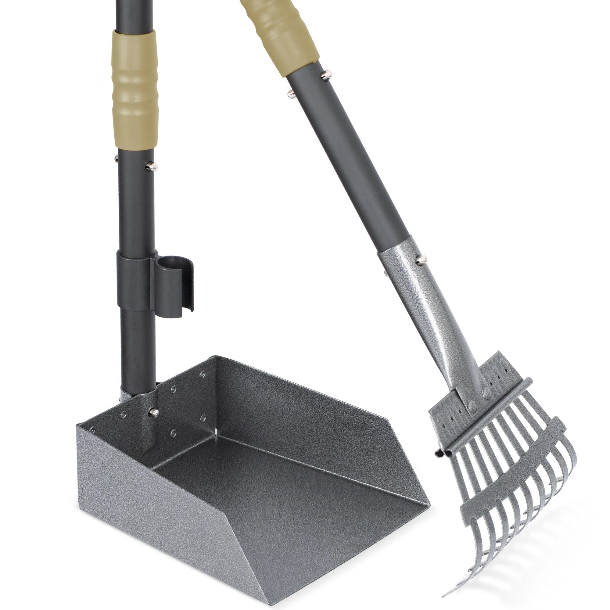 Dog Pooper Scooper and Rake Set with Stainless Handles