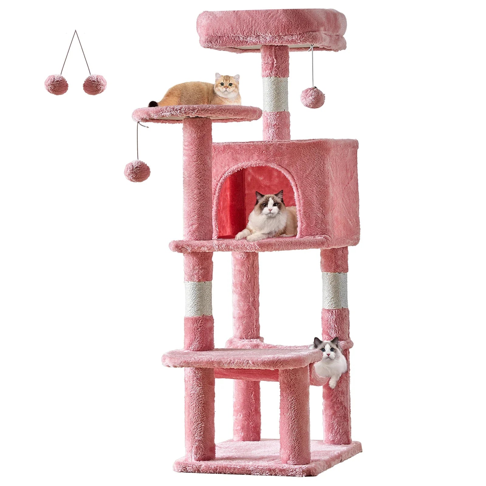 JHKCN Cat Tree Tall Multi-Cat Climbing Tower Sisal Posts