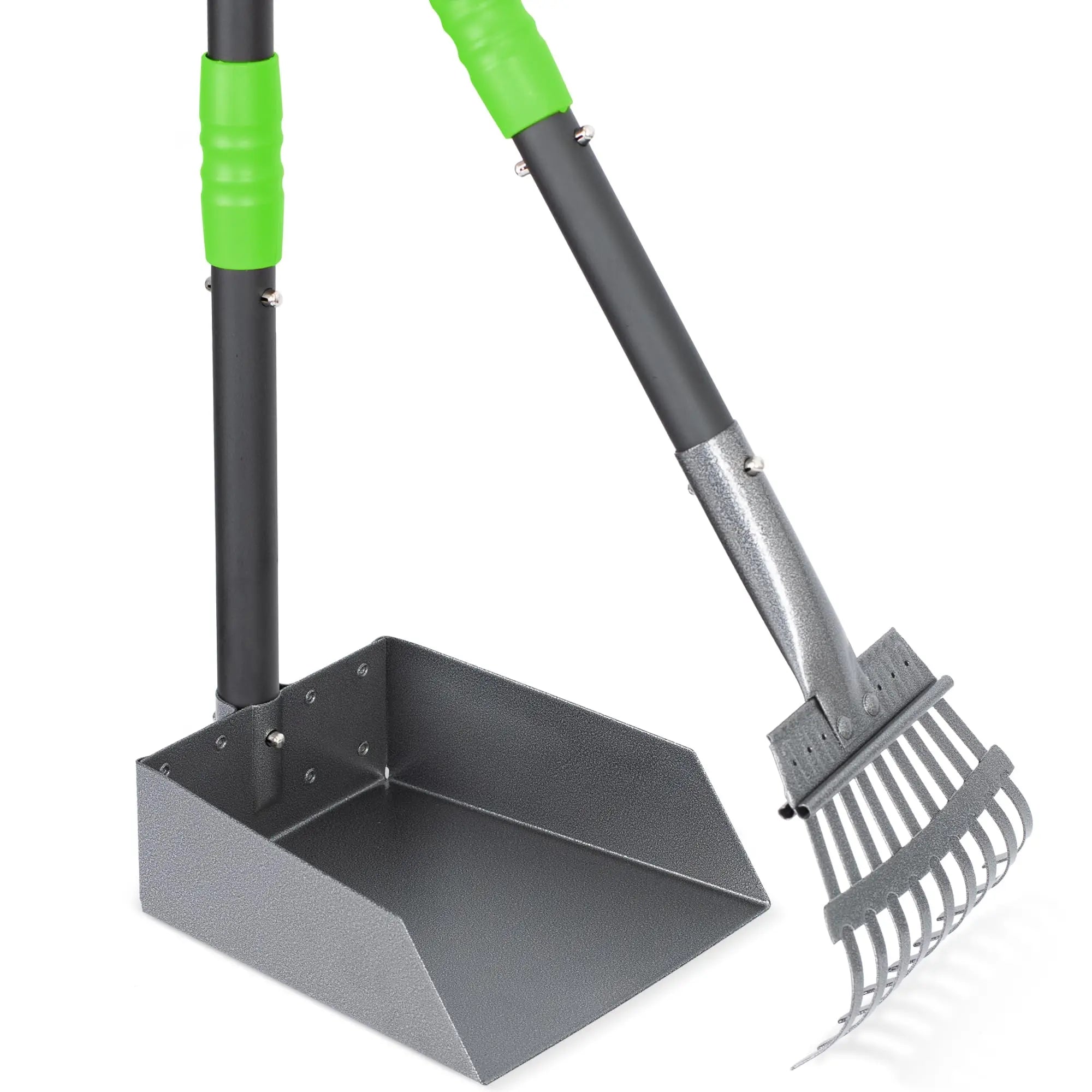 Dog Pooper Scooper and Rake Set with Stainless Handles