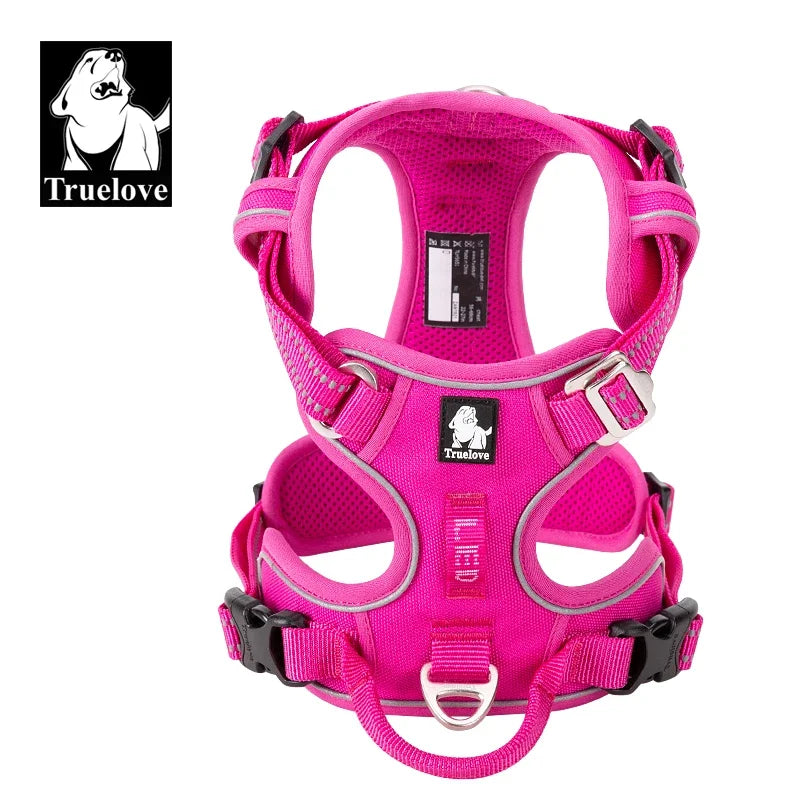 TRUELOVECN Reflective Nylon Dog Harness No Pull Adjustable