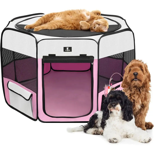 Portable Pet Playpen Foldable Exercise Pen For Dogs Cats Indoor Outdoor