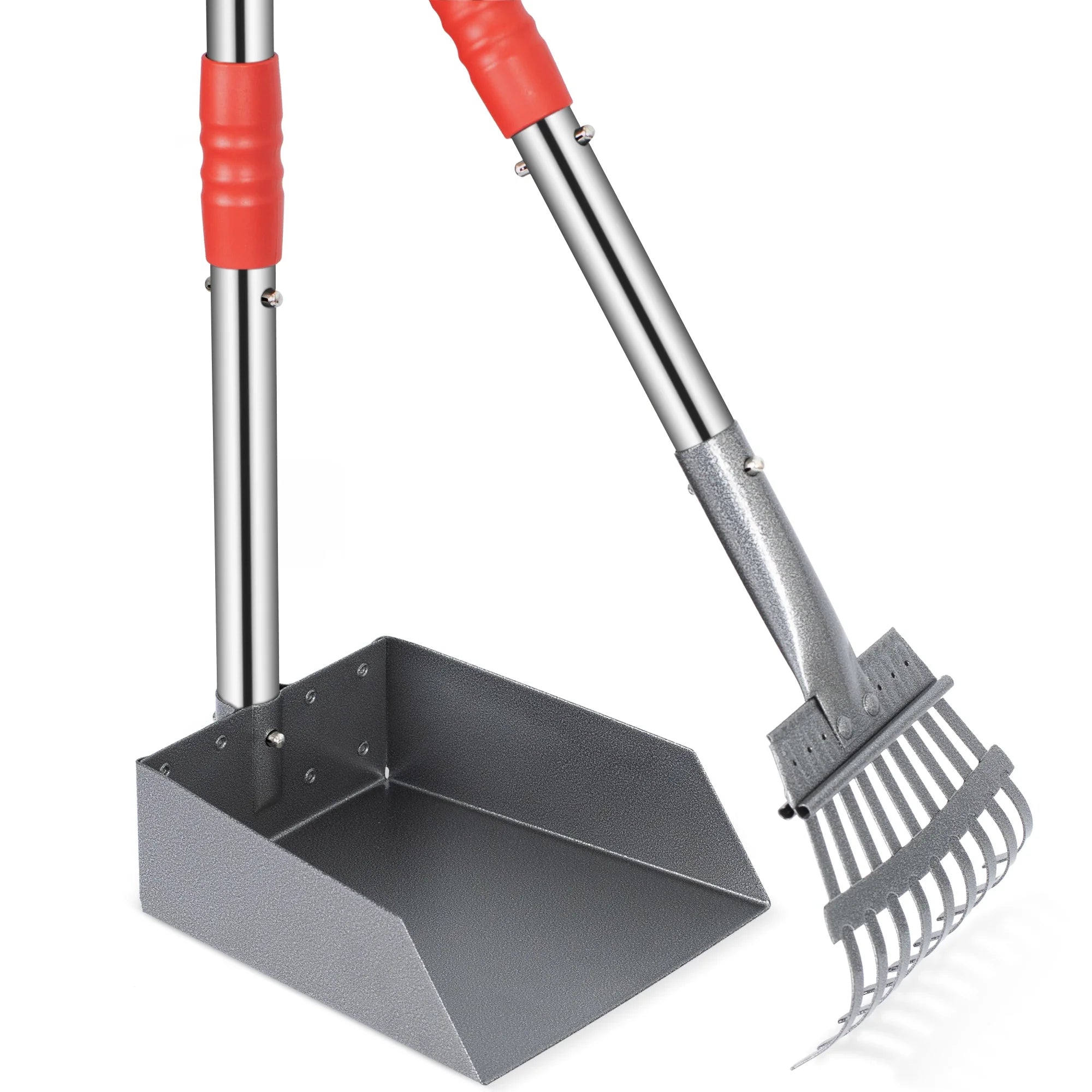 Dog Pooper Scooper and Rake Set with Stainless Handles