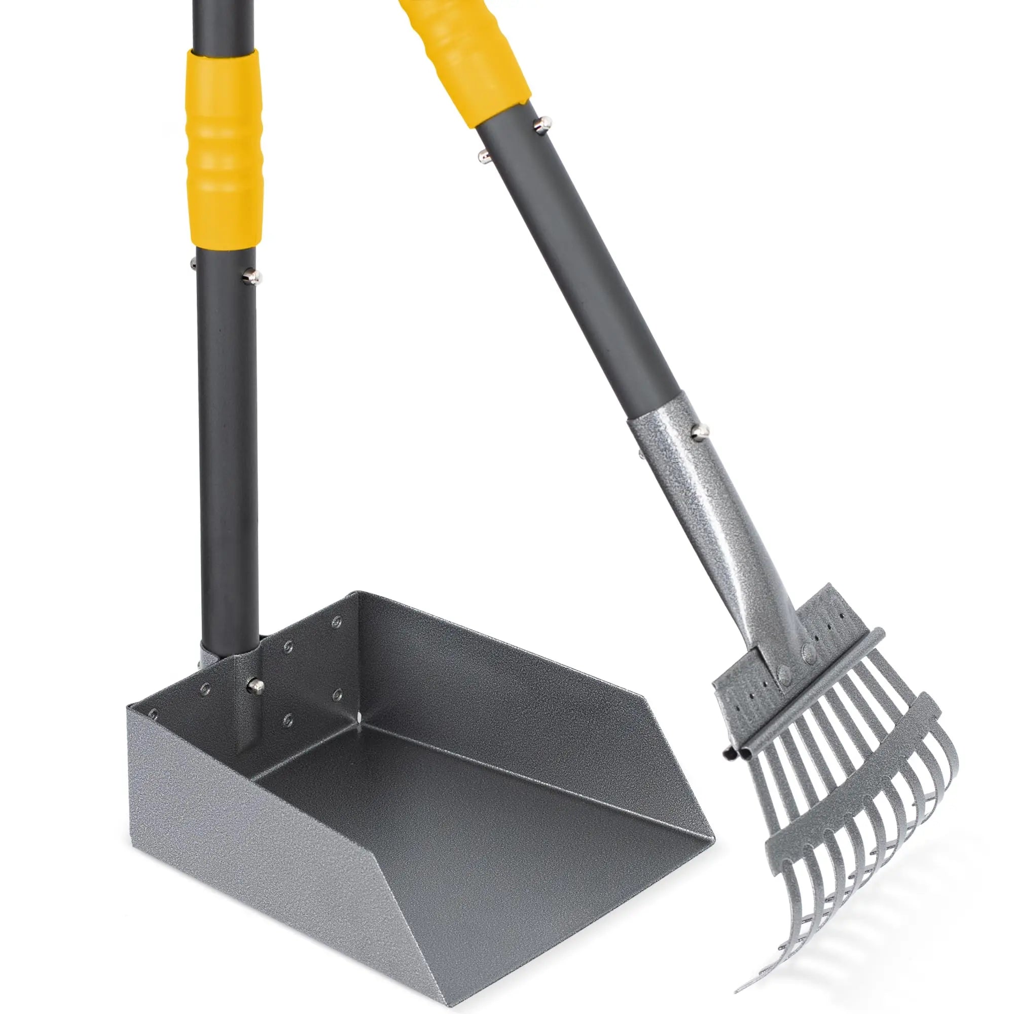 Dog Pooper Scooper and Rake Set with Stainless Handles