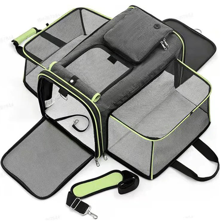 Cat Bag Foldable Large Capacity Cat Outdoor Car Expansion Portable Pet Handbag Breathable Diagonal Cross Bag for Cats and Dogs