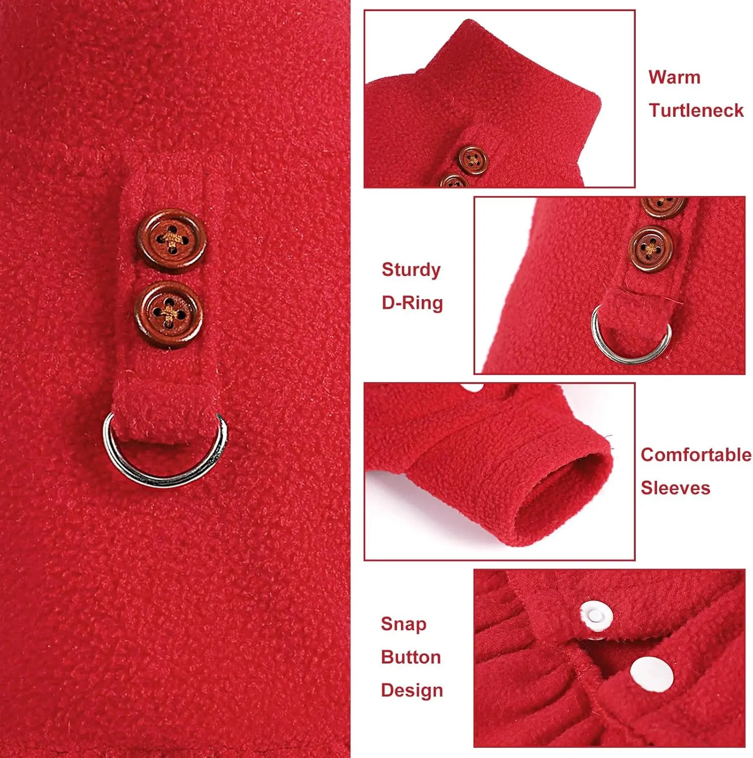 Small Dog Fleece Sweater Dress with Skirt & D-Ring Winter Puppy Outfit