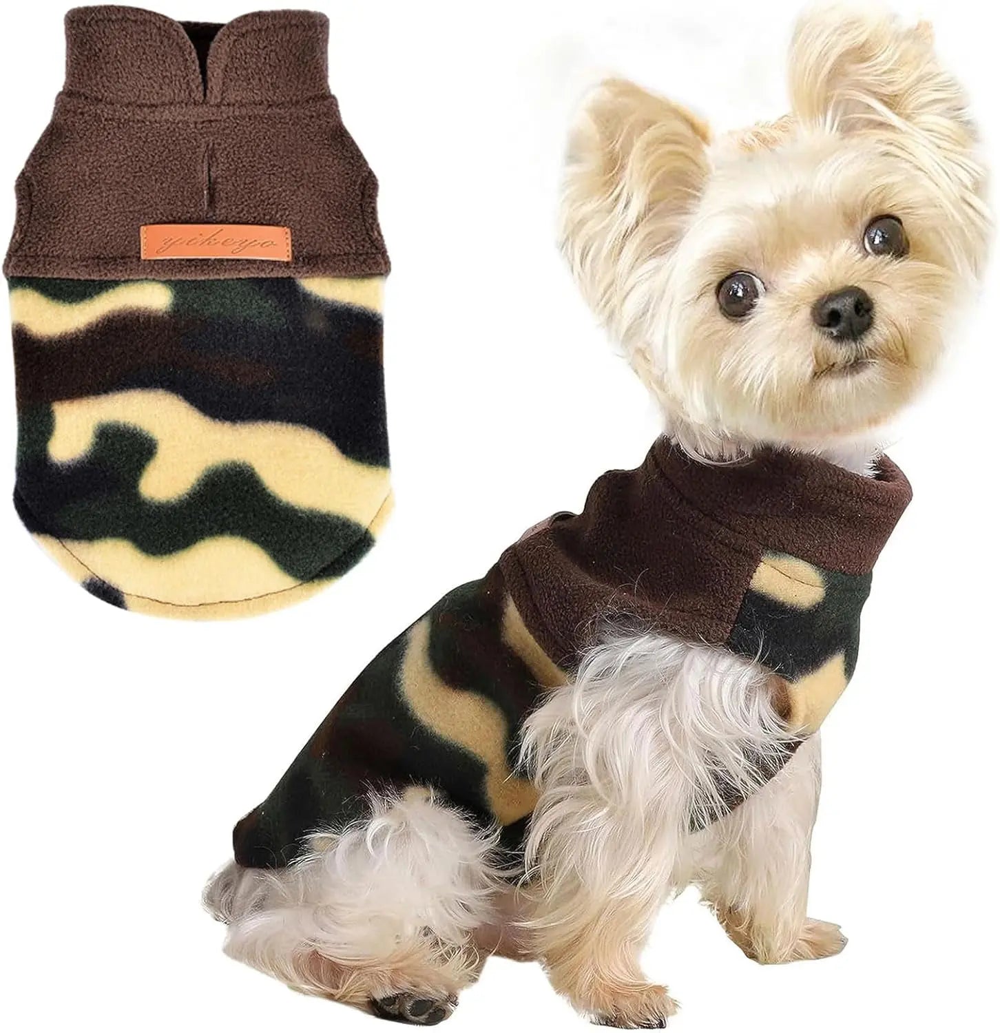 Small Dog Fleece Sweater Leopard Warm Puppy Pullover XS–L (7 color options)