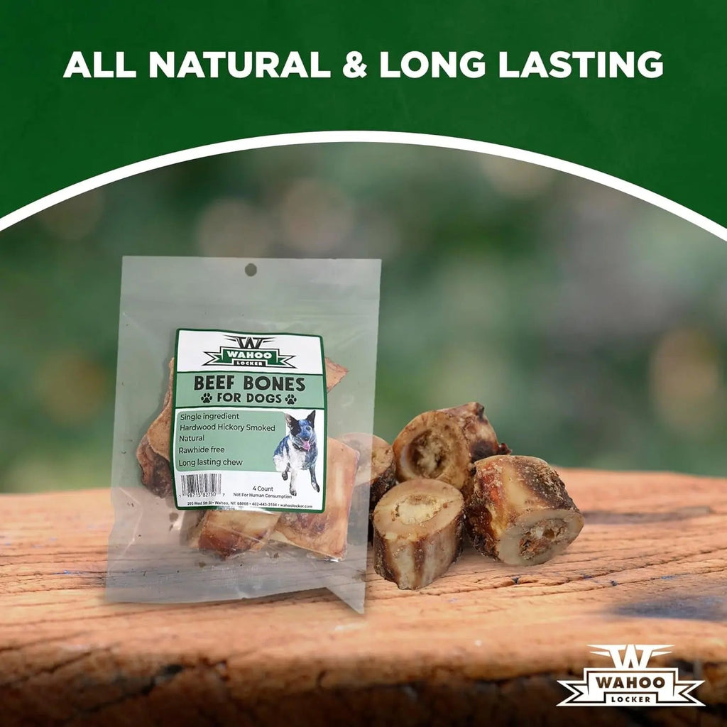 Smoked Beef Dog Bones 1.5" 4 Pack Natural Hickory Smoked Chews, natural