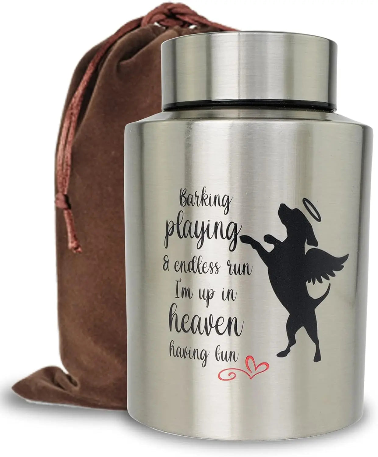 Stainless Steel Pet Memorial Urn for Cats & Small Dogs with Secure Lid Keepsake